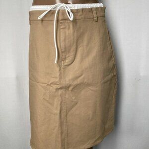 NEW VINCE Women’s Sandbar Double Waistband A-Line Skirt – Tan/White, Size 8